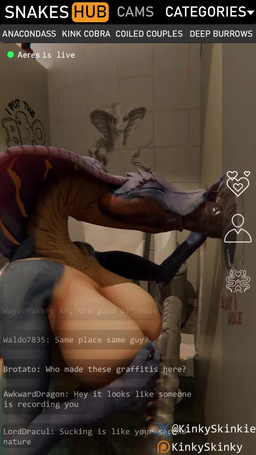 animal_genitalia animal_penis anthro anthro_penetrated assertive_female big_breasts big_penis blue_body blue_scales bodily_fluids breast_play breast_squish breasts crouching cum cum_in_mouth cum_inside cum_on_breasts cum_on_face dominant dominant_female drinking drinking_cum duo ejaculation equine_genitalia equine_penis eyelashes fellatio female female_penetrated genital_fluids genitals glory_hole holding_breast huge_breasts huge_penis kneeling livestream male male/female male_penetrating male_penetrating_female mature_female multicolored_body multicolored_scales non-mammal_breasts nude open_mouth oral oral_penetration penetration penile penis penis_in_mouth scales sex squish thick_thighs throbbing throbbing_penis through_wall kinkyskinky aeres_(kinkyskinky) equid equine horse hybrid mammal reptile scalie snake 2025 3d_(artwork) 3d_animation 9:16 animated digital_media_(artwork) hi_res short_playtime sound webm