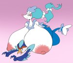 anthro big_breasts breast_squish breasts busty_feral duo female feral huge_breasts hyper hyper_breasts squish fimif nintendo pokemon generation_7_pokemon generation_9_pokemon pokemon_(species) primarina quaquaval absurd_res hi_res