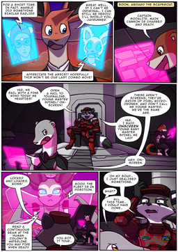 5_fingers anthro armor biped blue_eyes cloud dark_body dark_skin dialogue dialogue_box female fingers fur glowing glowing_eyes hair machine male open_mouth red_body red_fur red_tuft sky speech_bubble text tuft white_hair kitfox-crimson in_our_shadow jayrunner_(kitfox-crimson) sodalite_(kitfox-crimson) storm_(kitfox-crimson) tourmaline_(kitfox-crimson) american_opossum human kangaroo lemur macropod mammal marsupial murid murine mustelid otter primate rat red_kangaroo rodent strepsirrhine virginia_opossum 2026 absurd_res colored comic english_text hi_res