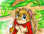 anthro atmongoose blue_eyes blush breasts buckteeth don_bluth female first_person_view fur grass grey_body grey_fur jewelry looking_at_viewer mammal mouse mrs._brisby murid murine nipples outside pendant plant rodent shy solo tail teeth the_secret_of_nimh wood_mouse