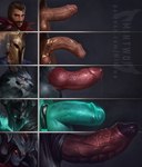 accessory animal_genitalia animal_penis armor balls canine_genitalia canine_penis cock_ring erection foreskin genitals glans headgear helmet humanoid_genitalia humanoid_penis jewelry knot male penis penis_accessory penis_jewelry mintwo league_of_legends penis_lineup riot_games tencent aatrox_(lol) graves_(lol) mordekaiser_(lol) pantheon_(lol) warwick_(lol) canid canine canis human humanoid mammal wolf 2024 digital_drawing_(artwork) digital_media_(artwork) hi_res