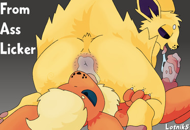 69_position ambiguous_gender anal anus bodily_fluids dominant dominant_ambiguous dominant_feral duo feral genitals licking male male/ambiguous male_rimming oral orange_body pawpads paws penile penis penis_lick rear_view rimming rimming_ambiguous saliva saliva_on_anus saliva_on_penis saliva_string sex simple_background submissive submissive_feral submissive_male text tongue tongue_out toony yellow_body lotnik5 nintendo pokemon canid canine eeveelution flareon fox generation_1_pokemon jolteon mammal pokemon_(species) hi_res shaded simple_shading