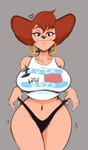 anthro big_breasts breasts clothing clothing_pull crop_top ear_piercing ear_ring female fur hair heart_symbol hoop_ear_ring looking_at_viewer mature_anthro mature_female navel piercing red_hair ring_piercing shirt simple_background solo suggestive_shirt suggestive_topwear tan_body tan_fur text text_on_clothing text_on_shirt text_on_topwear thong topwear underwear underwear_pull white_clothing white_shirt white_topwear dbaru disney goof_troop tommy_hilfiger peg_pete domestic_cat felid feline felis mammal 2021 colored hi_res