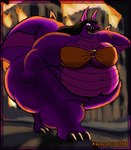 anthro belly big_belly big_breasts big_butt black_hair bra breasts building burning_building butt city city_destruction clothing destruction female hair huge_belly huge_breasts huge_butt huge_thighs long_hair low-angle_view macro navel obese obese_anthro obese_female open_mouth overweight overweight_anthro overweight_female purple_body purple_scales scales tail thick_tail thick_thighs underwear wide_hips kazecat mythology sarjiri_sara_(kazecat) dragon mythological_creature mythological_scalie scalie 2006