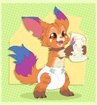 anthro claws clean_diaper clothed clothing crayon diaper diaper_only drawing happy holding_object male open_mouth paper smile solo standing teeth tongue topless wearing_diaper young young_anthro young_male bubblepuppers league_of_legends riot_games tencent gnar_(lol) yordle hi_res