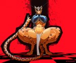 abs anthro big_breasts boob_armor bottomwear breasts clothing crouching eyebrows female loincloth long_eyebrows muscular muscular_female solo spread_legs spreading thick_thighs hiverdose xplaysx last_fables lieren_(last_fables) felid leopard mammal pantherine hi_res