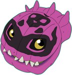 feral looking_at_viewer pink_shell sharp_teeth shell simple_background solo teeth white_background yellow_eyes wsdigi bandai_namco digimon bivalve clam digimon_(species) marine mollusk syakomon hi_res