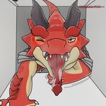 anthro genitals male masturbation penile penile_masturbation penis sex solo opstah brawlhalla mythology ragnir_(brawlhalla) dragon mythological_creature mythological_scalie scalie 1:1