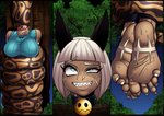 anthro asphyxiation barefoot bob_cut bodily_fluids choking clothed clothing coiling detachable detachable_head feet female forest halter_top jungle plant squeezing strangling struggling struggling_prey sweat tree turned_on cyborg-steve skullgirls nadia_fortune humanoid python reptile scalie snake