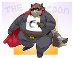 alternate_species anthro belly big_belly bottomwear brown_body cape clothing furrification male navel obese obese_male overweight overweight_male pants shirt solo topwear lakalando comedy_central south_park eric_cartman mammal procyonid raccoon 2022 cel_shading digital_drawing_(artwork) digital_media_(artwork) hi_res shaded