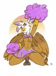 2013 amber_eyes anthro anthrofied avian beak biped blush bodily_fluids bottomless breasts brown_body brown_feathers brown_fur cheerleader clothed clothing cum cum_in_pussy cum_inside digital_media_(artwork) dildo dildo_sitting feathered_wings feathers female friendship_is_magic fur geeflakes genital_fluids genitals gilda_(mlp) gryphon hasbro hi_res kneeling looking_at_viewer masturbation my_little_pony mythological_avian mythological_creature mythology navel nipples non-mammal_breasts penetration pom_poms purple_body purple_feathers pussy raised_arm sex_toy solo spread_legs spreading tail tongue tongue_out topless toying_self vaginal vaginal_masturbation vaginal_penetration white_body white_feathers wings