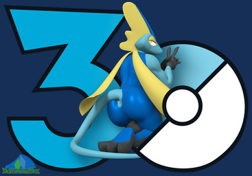 anthro balls big_balls big_butt black_body black_skin blue_body blue_skin butt feet finger_gun genitals gesture hand_gesture kneeling looking_back male mantle muscular muscular_male nude simple_background smile solo tail transparent_background yellow_body yellow_eyes yellow_skin albalbalb nintendo pokemon pokemon_30_years generation_8_pokemon inteleon pokemon_(species) 2026 3d_(artwork) alpha_channel digital_media_(artwork) watermark