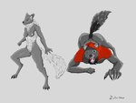 anthro athletic athletic_female barely_visible_genitalia barely_visible_pussy claws crawling duo female finger_claws fluffy fluffy_tail genitals hood male male/female nipples nude one_eye_closed open_mouth paws pussy study tail wink zulu_uwu valheim cultist_(valheim) canid canine canis mammal wolf 4:3 absurd_res hi_res