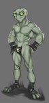 clothed clothing green_eyes looking_at_viewer male muscular muscular_male nipples partially_clothed solo dagantfus_(artist) ben_10 cartoon_network grey_matter alien alien_humanoid galvan_(ben_10) humanoid hi_res