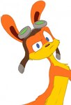 anthro blue_eyes clothing confusion eyewear fur goggles headgear headwear male orange_body orange_fur simple_background solo white_background najalatte jak_and_daxter naughty_dog sony_corporation sony_interactive_entertainment daxter mammal mustelid ottsel 2022 flat_colors hi_res