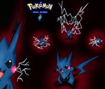 ambiguous_gender black_body black_eyes blue_body electricity pink_cheeks solo tail jhony_ryu fakemon nintendo pokemon pokemon_reloaded mega_evolution mega_pikablue pokemon_(species)