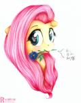 dialogue female feral flower hair long_hair pink_hair plant simple_background solo text white_background vird-gi friendship_is_magic hasbro my_little_pony fluttershy_(mlp) equid equine horse mammal pony 2015 absurd_res colored_pencil_(artwork) english_text hi_res traditional_media_(artwork) url