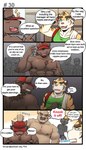 anthro clothing dialogue hat headgear headwear male nipple_piercing nipples piercing poking text h155296 gym_pals boss_(gym_pals) bruno_(gym_pals) manager_(gym_pals) master_(gym_pals) pal_(gym_pals) prince_(gym_pals) bovid bovine canid canine canis cattle felid lion mammal pantherine tiger wolf 4:7 comic english_text hi_res