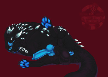 animal_genitalia animal_penis anus balls black_body black_claws black_fur blue_anus blue_knot blue_pawpads blue_penis canine_genitalia canine_penis claws erection feral fur genitals knot knotted_penis male male_feral pawpads penis perineum presenting presenting_anus presenting_penis puffy_anus sheath solo avian-king mythology dragon felkin furred_dragon furred_scalie mythological_creature mythological_scalie scalie hi_res