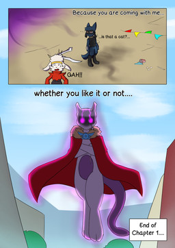 2_panel_comic angry anthro black_text blue_body blue_fur clothing cloud crossed_arms day dialogue ellipsis exclamation_point female floating fur glowing glowing_eyes group hair looking_at_viewer male open_mouth outside paws question_mark red_body red_eyes red_fur shadow simple_background sky speech_bubble tail talking_to_another text text_box tongue white_body white_fur white_sclera novaarts nintendo pokemon pokemon_mystery_dungeon spike_chunsoft epsilon_(novaarts) hopps_(novaarts) lu_(novaarts) canid canine domestic_cat felid feline felis generation_1_pokemon generation_4_pokemon generation_8_pokemon humanoid lagomorph legendary_pokemon leporid mammal mewtwo pokemon_(species) rabbit raboot riolu 2026 absurd_res comic digital_media_(artwork) end_page english_text hi_res