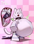 anthro belly big_belly duo female machine oral_vore overweight pink_background same_size_vore simple_background vore white_body aymbord roblox protogen 2023 hi_res