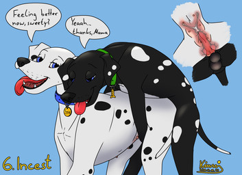 animal_genitalia animal_penis balls black_body black_fur black_nose blue_eyes bodily_fluids breath canine_genitalia canine_penis canine_uterus canine_vulva close-up collar cum doggystyle duo female feral from_behind_position fur genital_fluids genitals internal knotting male male/female markings multi_nipple nipples panting penetration penile penile_penetration penis sex spots spotted_body spotted_fur teats text tongue uterus vaginal white_body white_fur kinaj kinktober kinktober_2024 ben_(kinaj) tania_(kinaj) bird_dog canid canine canis dalmatian domestic_dog hunting_dog labrador mammal mixed_breed retriever 2024 english_text hi_res incest_(lore) mother_(lore) parent_(lore) son_(lore)