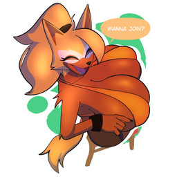 anthro big_breasts bottomwear breasts clothing eyes_closed fangs female hair high-angle_view huge_breasts hyper hyper_breasts one-piece_swimsuit open_mouth orange_body shorts sitting sling_bikini solo speech_bubble swimwear talking_to_viewer teeth text top_heavy klacket idw_publishing sega sonic_the_hedgehog_(comics) sonic_the_hedgehog_(idw) sonic_the_hedgehog_(series) whisper_the_wolf canid canine canis mammal wolf 1:1 2025 absurd_res digital_drawing_(artwork) digital_media_(artwork) english_text hi_res