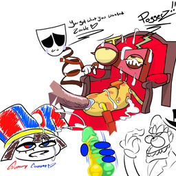 ahegao anthro bodily_fluids bulge crying cum female genital_fluids gesture group hand_gesture handjob handjob_gesture intersex intersex/female jester looking_pleasured male male/female male/male mask penile sex shapes suggestive suggestive_gesture tears vaginal aptom7747 glitch_productions the_amazing_digital_circus gangle_(tadc) pomni_(tadc) zooble_(tadc) humanoid hi_res