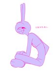 anthro clothed clothing male simple_background sitting smile smirk solo text white_background enaic31 glitch_productions the_amazing_digital_circus jax_(tadc) lagomorph leporid mammal rabbit absurd_res hi_res japanese_text monochrome translation_request