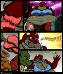 2018 absurd_res anthro beef belly big_belly big_breasts bone bottomwear bowl breasts burping chicken_meat clothing colored comic container deep_navel dragon duo eating english_text female food fried_chicken green_body green_scales ham hi_res horn huge_breasts if_hell_had_a_taste male meat morbidly_obese morbidly_obese_anthro morbidly_obese_female multicolored_body multicolored_scales mythological_creature mythological_scalie mythology navel non-mammal_breasts obese obese_anthro obese_female open_mouth overweight overweight_anthro overweight_female pepper_crush plate pork profanity red_body red_eyes red_scales sausage scales scalie skylar_fidchell star steak stuffing text topwear two_tone_body two_tone_scales url viroveteruscy weight_gain yellow_sclera