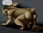 after_vore anthro anus balls blue_eyes bone bones_in_feces brown_body brown_feces brown_fur brown_hair butt dark_humor death dialogue disposal fart fart_cloud fatal_vore feces feces_in_ass feces_pile feet fur genitals grey_background hair half-erect humanoid_genitalia humanoid_penis humor looking_back male nude nude_pred penis perineum pooping pooping_on_floor puffy_anus raised_tail simple_background skull skull_in_anus smile solo speech_bubble tail teeth text toothy_grin vore stufferzz alexander_(stufferzz) bear mammal colored english_text