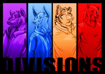 anthro black_border black_text border clothed clothing collared_shirt fur group male markings open_mouth open_smile shirt smile snout spots spotted_body spotted_fur striped_body striped_fur stripes t-shirt teeth text tongue topwear whiskers rhynobullraq xtrent968 forester_universe out_of_position brian_dallas devlin_miski lightning_strike_(out_of_position) wiley_farrel canid canine cheetah felid feline fox mammal mephitid pantherine red_fox skunk spotted_skunk tiger true_fox 2013 artist_collaboration digital_drawing_(artwork) digital_media_(artwork) english_text shaded