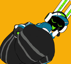 anthro big_butt black_outline butt clothing electronics eyes_closed female gesture green_eyes green_mouth hand_gesture hat headgear headphones headwear huge_butt jacket legwear leotard looking_back markings open_mouth outline rabbit_ears rear_view screen screen_face simple_background smile solo tail thigh_highs thumbs_up topwear twerking unusual_anatomy unusual_tail visor_cap yellow_background unknown_artist project_turboblast tempo_(project_turboblast) lagomorph leporid mammal rabbit robot_anthro 2025 3d_(artwork) 3d_animation animated digital_media_(artwork) loop no_sound short_playtime webm