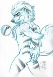 anthro fur male mane nude pokeball pokemorph pose simple_background solo tail white_background aerosaur83 nintendo pokemon arcanine canid canine generation_1_pokemon mammal pokemon_(species) hi_res pinup