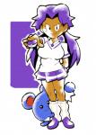 ambiguous_gender black_eyes blue_body blue_skin bottomwear clothing duo female footwear hair human_focus legwear not_furry_focus pigtails pokeball purple_bottomwear purple_clothing purple_footwear purple_hair purple_shoes purple_skirt school_uniform shoes simple_background skirt socks twintails_(hairstyle) uniform white_body white_skin inkerton-kun nintendo pokemon lass_(pokemon) generation_2_pokemon human mammal marill pokemon_(species)