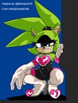 3:4 absurd_res afrosoricid anthro breasts clothed clothing cosplay crouching digital_media_(artwork) female gloves green_body handwear hi_res idw_publishing looking_at_viewer mammal maniacxvii rouge_the_bat sega simple_background solo sonic_the_hedgehog_(comics) sonic_the_hedgehog_(idw) sonic_the_hedgehog_(series) surge_the_tenrec tenrec third-party_edit
