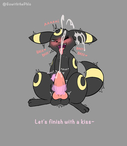 animal_genitalia animal_noises animal_penis balls blush blush_lines blushing_profusely bodily_fluids canine_genitalia canine_penis cum cum_on_ear cum_on_face cum_on_self cumshot dialogue drooling edging ejaculation erection fangs feral genital_fluids genitals grey_background heart_pupils heart_symbol knot knotted_penis looking_pleasured male male_feral moan offscreen_character open_mouth orgasm orgasm_face penis pivoted_ears pokemon_speak psychic_handjob psychic_stimulation red_penis saliva shaking simple_background solo splurt teeth text tongue tongue_out tremble_spikes trembling gowiththephlo nintendo pokemon canid eeveelution generation_2_pokemon mammal pokemon_(species) umbreon english_text hi_res signature