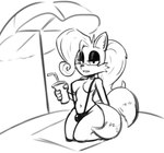 anthro beach beach_towel beach_umbrella bendy_straw beverage bikini breasts bulge clothing crossgender drinking_straw eyeshadow fusion gynomorph intersex makeup multi_tail one-piece_swimsuit parasol seaside sling_bikini solo swimwear tail towel two-piece_swimsuit dunnhier1 activision crash_bandicoot_(series) sega sonic_the_hedgehog_(series) coco_bandicoot miles_prower canid canine fox mammal monochrome