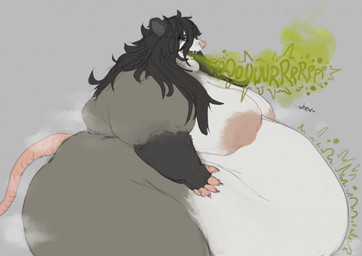 anthro belly big_belly big_breasts breasts burping female gassy huge_belly morbidly_obese morbidly_obese_female musk obese obese_female overweight overweight_female rumbling_stomach solo thick_thighs wide_hips thiccomode beatrix_(thiccomode) american_opossum mammal marsupial hi_res