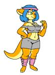 anthro blue_hair breasts clothing exercise female green_eyes hair leg_warmers legwear non-mammal_breasts solo sweatband whistle_(object) workout vdisco kate_(vdisco) lizard lizzles reptile scalie 2016 digital_media_(artwork) low_res pixel_(artwork)