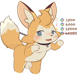 3_fingers anthro auction balls blue_eyes blush chained_collar collar collar_only embarrassed fingers flaccid fur genitals humanoid_genitalia humanoid_penis looking_at_viewer male navel nipples nude nude_male open_mouth orange_body orange_fur penis raised_tail simple_background slave slave_auction solo tail white_background young young_anthro young_male ichous cygames world_flipper light_(world_flipper) canid canine fox mammal 2025 chinese_description english_description hi_res