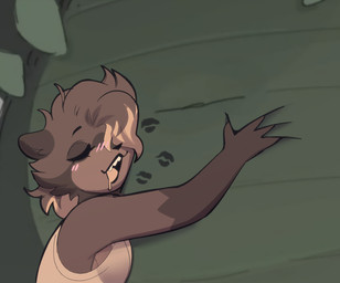 ambiguous_gender anthro blonde_hair blush blush_lines brown_ears brown_hair clothing duo eyes_closed fangs female fur fur_markings hair kiss_mark markings multicolored_body multicolored_fur multicolored_hair open_mouth size_difference teeth tongue two_tone_body two_tone_fur two_tone_hair yellow_clothing yellow_tongue conditional_dnp goonie-san welwraith erin_(welwraith) goon_(goonie_san) gulonine mammal marten mustelid musteline sable_(marten) 2026 digital_drawing_(artwork) digital_media_(artwork)
