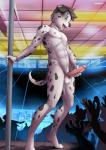 2014 abs alcohol anthro audience balls bar beverage biped black_hair black_spots bodily_fluids canid canine canis crowd cum cumshot dalmatian detailed_background digital_media_(artwork) domestic_dog ejaculation erection exhibitionism feet food fur genital_fluids genitals group hair hi_res holding_fixture humanoid_genitalia humanoid_penis inside isaac_(chuchumo) male mammal masturbation nightclub nipples nude nude_in_front_of_audience open_mouth open_smile orgasm penile penile_masturbation penis pink_nipples pink_penis plantigrade pole public public_erection public_masturbation public_nudity silhouette smile solo_focus spots strip_club stripper stripper_pole tail text tiptoes twinkle-sez white_body white_fur