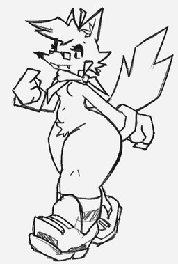 anthro breasts eyebrows eyelashes eyewear facial_tuft fangs featureless_breasts featureless_crotch female fluffy fur fur_tuft glasses hair inner_ear_fluff navel simple_background solo style_emulation teeth toony tuft walking maroon_(artist) iroha_(maroon) canid canine fox mammal red_fox true_fox aliasing digital_drawing_(artwork) digital_media_(artwork) monochrome sketch