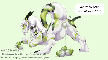 anus egg egg_in_vagina female feral genitals green_body green_egg hair impregnation_request oviposition presenting solo text vulva white_body white_egg white_hair icy-marth mythology dragon mythological_creature mythological_scalie scalie 16:9 english_text url widescreen