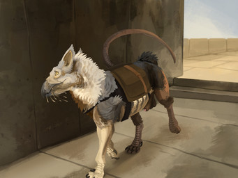 animal_genitalia backpack balls beak brown_body claws clothing detailed_background digitigrade feathers feral genitals grey_beak grey_body grey_feathers harness looking_away male multicolored_body multicolored_feathers penis penis_tip quadruped rat_tail saggy_balls scuted_feet scuted_legs scutes sheath solo tail tan_body tan_feathers toe_claws topwear vest walking wall_(structure) whiskers yellow_sclera technesaurus mythology avian bird gryphon mythological_avian mythological_creature 4:3 portrait three-quarter_portrait