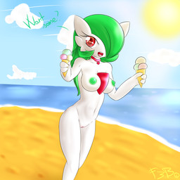 areola beach breasts cloud collar collar_only dessert detailed_background female female_humanoid food genitals green_areola green_hair green_nipples hair humanoid_genitalia humanoid_vulva ice_cream innie_vulva long_hair looking_at_viewer navel nipples non-mammal_nipples not_furry nude nude_beach open_mouth outdoor_nudity outside pokemorph question_mark red_eyes sand sea seaside sky solo sun teeth text tongue vulva water fir3born nintendo pokemon seras_(fir3born) gardevoir generation_3_pokemon humanoid mammal pokemon_(species) 1:1 absurd_res english_text hi_res