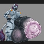 abs animal_genitalia animal_penis anthro athletic balls big_balls big_penis breasts close-up dominant equine_genitalia equine_penis erection flared_penis genitals gynomorph huge_balls huge_penis hyper hyper_balls hyper_genitalia hyper_penis intersex looking_at_viewer nude penis solo standing stripes toned_gynomorph urethra vein veiny_balls veiny_penis washboard_abs shamziwhite equid equine horse mammal pony zebra hi_res