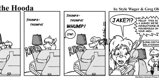 anthro clothed clothed_female clothing dialogue duo electronics female fur hair lamp phone text style_wager dela_the_hooda edith_picadelly winni_(dela_the_hooda) mammal mouse murid murine rodent 2004 comic english_text greyscale monochrome
