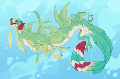 blue_body featureless_crotch female feral green_hair grey_sclera grey_teeth hair horn long_hair open_mouth red_eyes red_horn red_tongue side_view simple_background solo tan_body teeth tongue unsigned corzh77 mythology dragon mythological_creature mythological_scalie scalie absurd_res full-length_portrait hi_res portrait